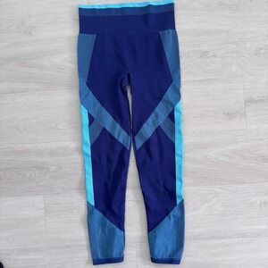 PINK Victoria's Secret Blue Colorblock Leggings Small Y2K Seamless